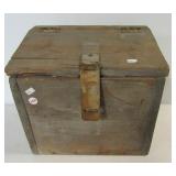Vintage wood box with hinged lid. Measures 12" h