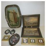 (10) Framed items including vintage portrait, (2)