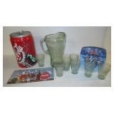 Coca-Cola items including cookie jar, pitcher
