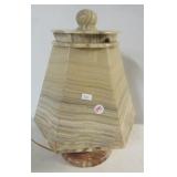 Heavy electric marble lamp. Measures 15" tall.