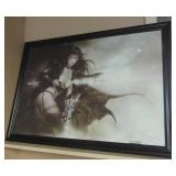 Framed Luis Royo print. Measures 27.5" x 39.5".