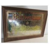 Budweiser King of Beers beer mirror. Measures