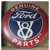 Metal "Genuine Ford Parts" button sign. Measures