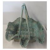 Vintage blue wicker basket.