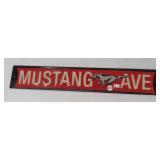 Mustang Avenue metal sign. Measures 3.5" x 21".