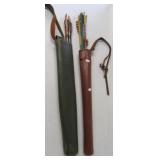 (2) Vintage arrow quivers with (11) Wood arrows.