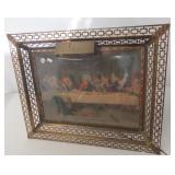 Vintage Last Supper lighted print with metal