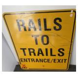 Rails to Trails KOA metal road sign. Measures 30"