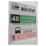 Metal "Bus Stop" sign. Measures 24" x 18".