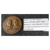 Rare Civil War Peace bronze medal 1865 - 1965.