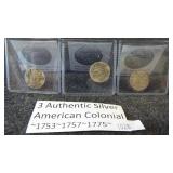 (3) Authentic silver American Colonial Dutch