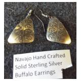 Navajo hand crafted solid sterling silver buffalo