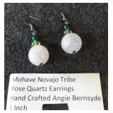 Mohave Navaho tribe rose quartz earrings hand
