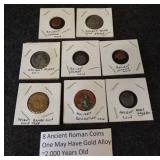 (8) Ancient Roman coins.