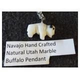 Navajo hand crafted natural Utah marble buffalo