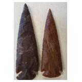 (2) Flint Chisel spear points. 5.5" long.