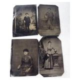 (4) Antique tin type photos.