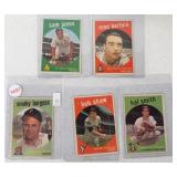 (5) 1959 Baseball cards including Smoky Burgess,