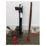 Log splitter, (2) Hydraulic bottle jack and a 43"