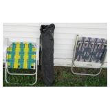 Camping chair and (2) Folding yard chairs.