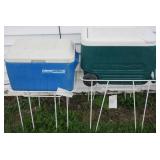 (2) Coolers with stands including Igloo and