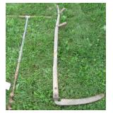 Vintage scythe and hand auger (Broken tip).