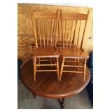 Antique oak dining table with (4) Pressed back