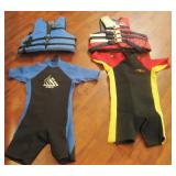 (2) Size Medium wet suits including blue USA and