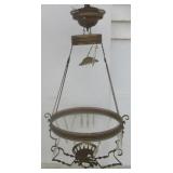 Antique hanging chandelier with prisms. No globe.