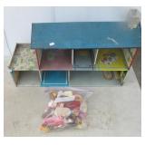 Vintage metal doll house with furniture. Note: