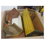 Vintage tin log buildings, child