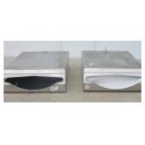 (2) Stainless steel paper towel holders.