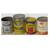 (4) Large oil cans including Sunoco, Mobil,