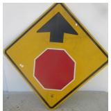 Stop Sign Ahead road sign.
