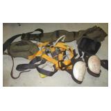 Safety harness, tool pouches, knee pads, etc.