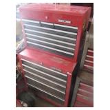 Two piece Craftsman metal toolbox with thirteen
