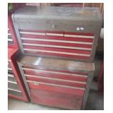 Two piece Craftsman metal toolbox with ten