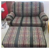 Upholstered love seat and ottoman. Measures 56"