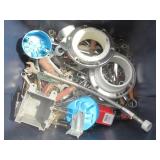 Large group of wrenches, screwdrivers, tape
