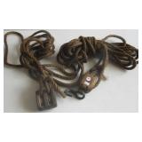 Antique wood block & tackle with rope.