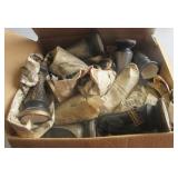 Large ceramic chess set. Some pieces show damage.