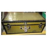 Vintage metal footlocker with insert. Measures
