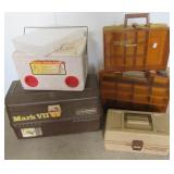Vintage fishing boxes including Magnum by Plano,