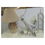Table lamp with ceramic center and shade,