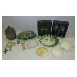 Glassware including Galway Irish Crystal wine