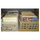 (4) Plastic milk crate style totes filled with