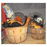 (2) Baskets filled with Halloween décor including