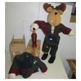 Large Moose Holiday figure and (16) Bottles of
