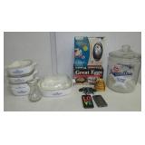 Kitchen items including Salton Great Eggs in