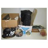 Cat related items including carrier, purse, wall